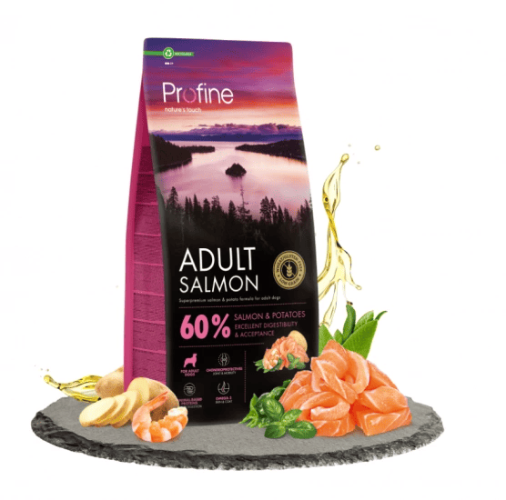 12kgs-saumon-sensitive-profine-super-premium-adulte-croquettes-chien.png Croquettes hypoallergéniques pour chien sensible Profine Adulte Saumon Sensitive (24/12) - 12 kg – Image 1
