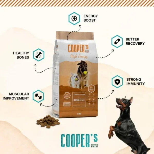 Croquettes haute énergie pour chien actif Cooper's High Energy Poulet & Viandes (32/15) - 20 kg – Image 2