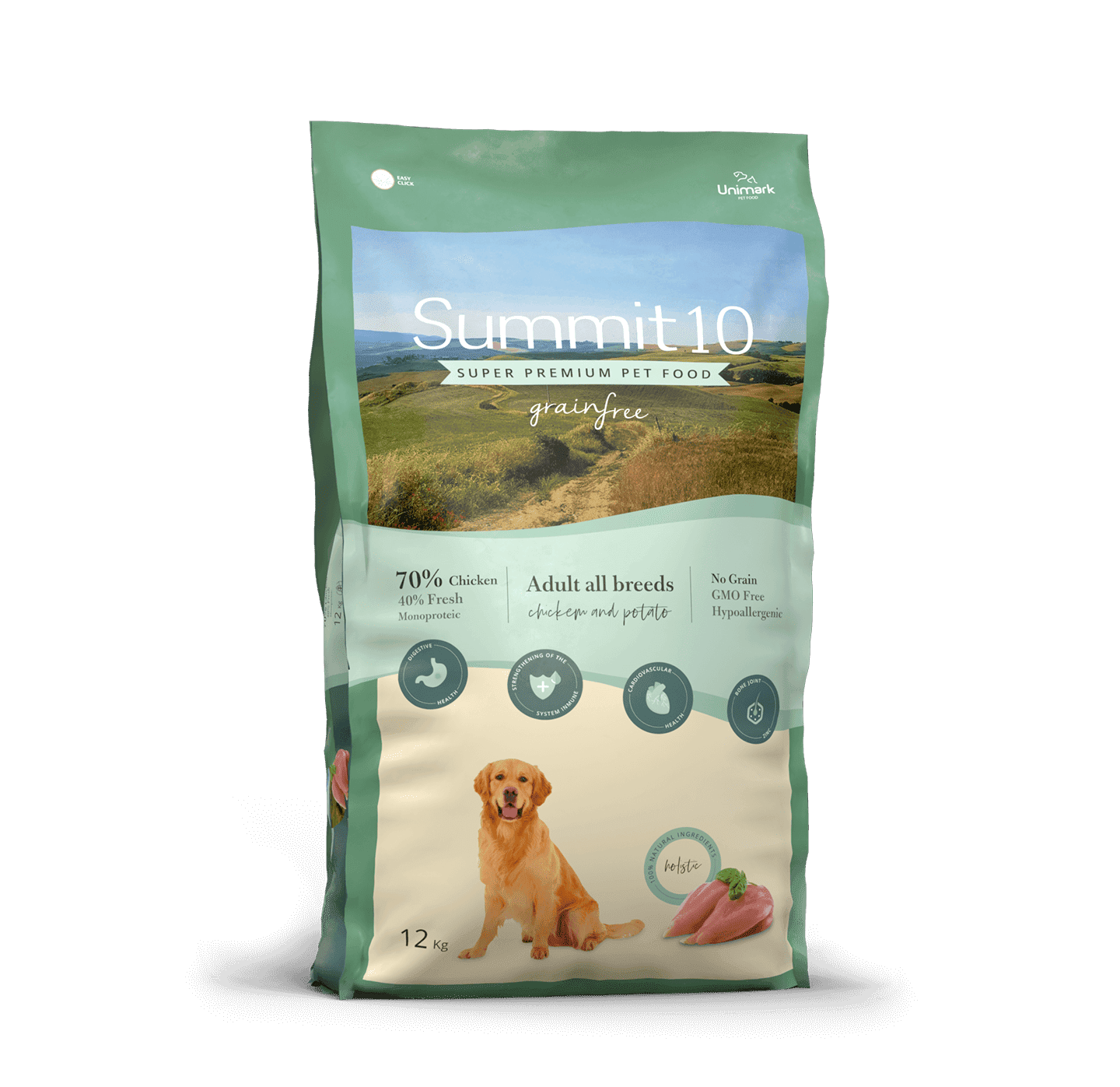 sans-cereales-de-poulet-12kgs-hyppoallergenique-summit10-croquette-super-premium-chien-adulte.png Croquettes sans céréales pour chien Summit 10 Grain Free Poulet 70% Hypoallergénique - 12 kg – Image 1