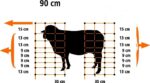Filet de clôture électrifiable rigide Titan Kombi pour mouton et chèvre H 93 cm x L 50 m (9 fils, 14 piquets)